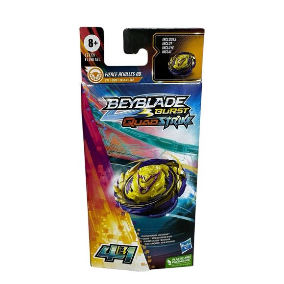 Beyblade Burst Quadstrike Fierce Achilles A8 4 in 1 Battle Top New - Picture 1 of 5